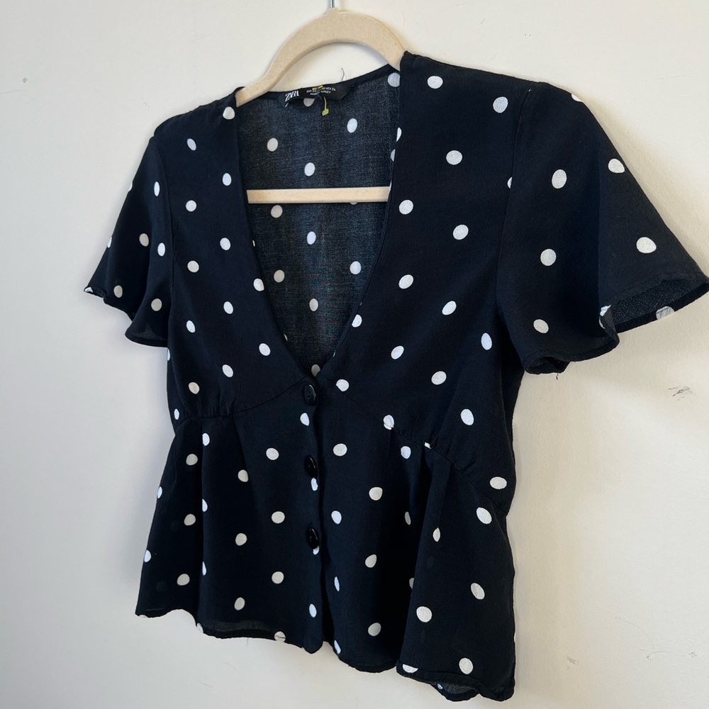 *SOLD* Zara Polka Dot Blouse - Picture 3 of 8